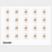 Moderne, roze bakkerijdozen ronde sticker (Vel)