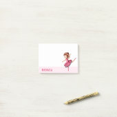 Moderne roze balletdanser post-it® notes (Op bureau)
