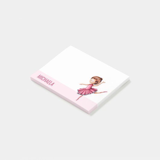 Moderne roze balletdanser post-it® notes (Schuin)