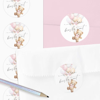 Moderne Roze Barly Wachten Baby Meisje Douche Ronde Sticker
