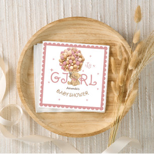 Moderne Roze Beer Ballonnen baby girl shower Servet