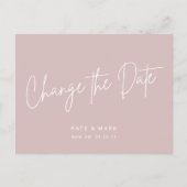 Moderne Roze Bericht van Wijziging van de Datum Aa Briefkaart (Voorkant)