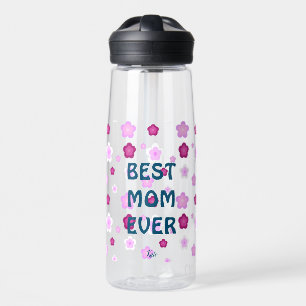 Moderne roze beste moeder ooit schattig bloempatro waterfles
