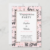 Moderne roze & Black Love Engagement Party Kaart (Voorkant)