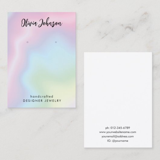 Moderne Roze Blauw Groene Sieraden Oorbel Display Visitekaartje (Voorkant / Achterkant)