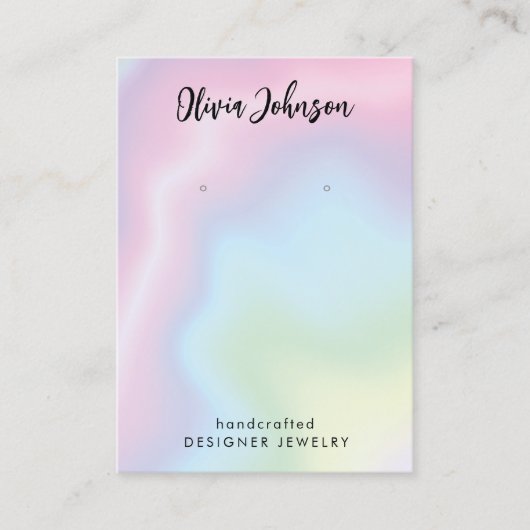 Moderne Roze Blauw Groene Sieraden Oorbel Display Visitekaartje (Voorkant)