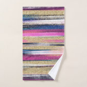 Moderne roze blauwe glitter penseel verf bad handdoek (Handdoek)