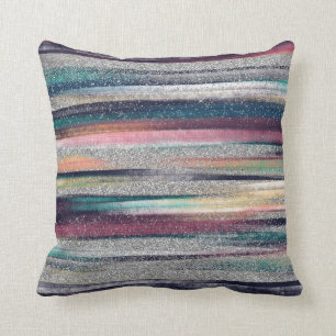 Moderne roze blauwe glitter penseel verf kussen