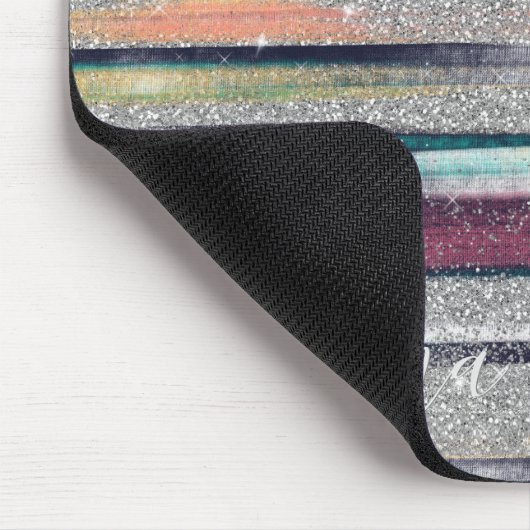 Moderne roze blauwe glitter penseel verf muismat (Hoek)