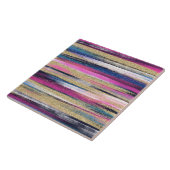 Moderne roze blauwe glitter penseel verf tegeltje (Zijkant)