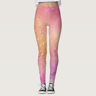 Moderne roze blauwe sprankeling leggings
