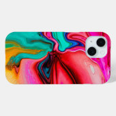 moderne Roze Blauwe Swirl Marmeren Waterverf Case-Mate iPhone Case (Achterkant (horizontaal))