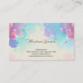 Moderne roze blauwe Waterverf Visitekaartje (Achterkant)
