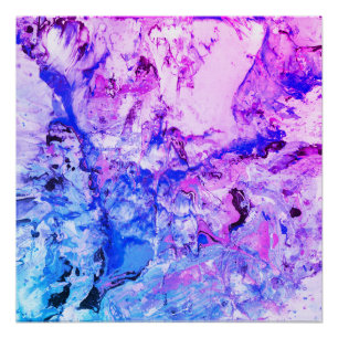 Moderne roze blauwe witte tony Abstracte kunst Perfect Poster