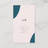 Moderne roze, Blauwgroen en witte penseelstreken Visitekaartje (Achterkant)