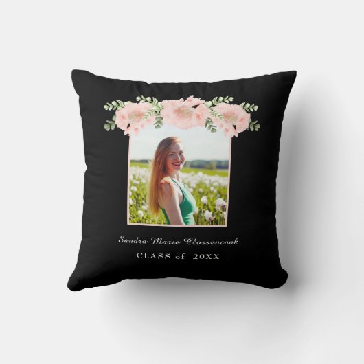 Moderne, roze bloem afstuderen klasse 2021 kussen (Achterkant)