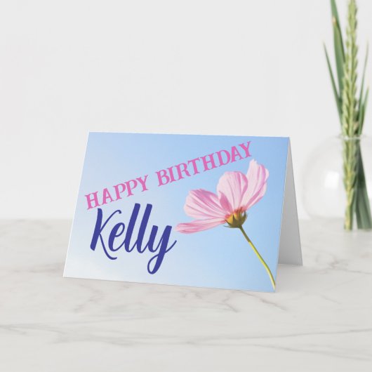 MODERNE ROZE BLOEM HAPPY BIRTHDAY KAART (Voorkant)