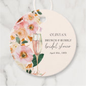 Moderne roze bloembrunch & bubbelig Vrijgezellenfe Bedankjes Labels (Voorkant)