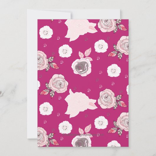 Moderne roze bloemen Afstuderen uitnodiging (Achterkant)