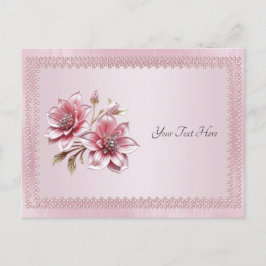 Moderne Roze Bloemen Ansichtkaart Briefkaart