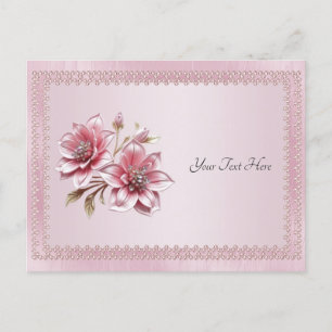 Moderne Roze Bloemen Ansichtkaart Briefkaart