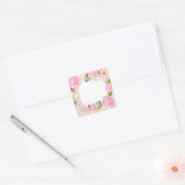 Moderne Roze Bloemen Bruiloft Blank Custom Vierkante Sticker (Envelop)