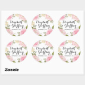 Moderne  Roze Bloemen Bruiloft Custom Favor Ronde Sticker (Vel)