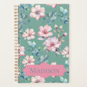Moderne Roze Bloemen Greenery Planner (Voorkant)