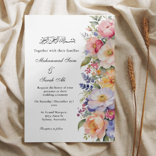 Moderne Roze Bloemen Islamitische Moslim Uitnodigi Kaart