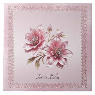 Moderne Roze Bloemen Keramische Tegel Tegeltje