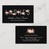 Moderne Roze Bloemen Letter EyeLash Extensions Visitekaartje (Voorkant / Achterkant)