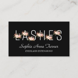 Moderne Roze Bloemen Letter EyeLash Extensions Visitekaartje