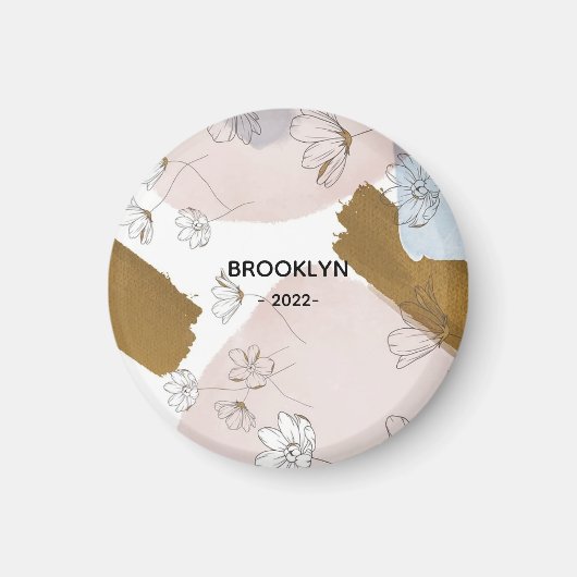 Moderne roze bloemen magneet (Voorkant)