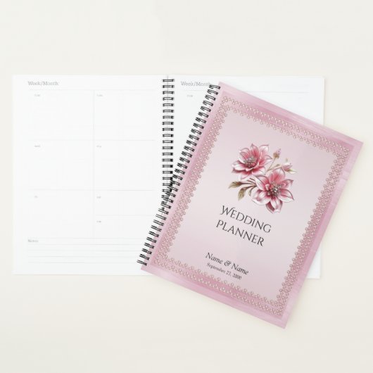Moderne Roze Bloemen Planner (Display)