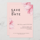 Moderne Roze Bloemen Romance bruiloft Save The Date (Voorkant / Achterkant)