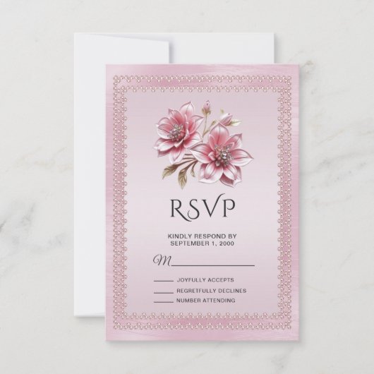 Moderne Roze Bloemen RSVP Kaart (Voorkant)