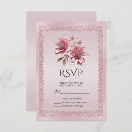 Moderne Roze Bloemen RSVP Kaart