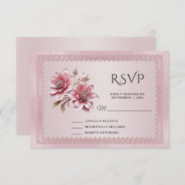 Moderne Roze Bloemen RSVP Kaart