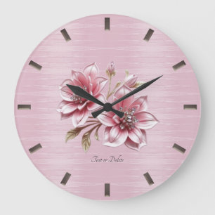 Moderne Roze Bloemen Wandklok Grote Klok