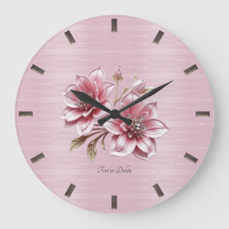 Moderne Roze Bloemen Wandklok Grote Klok