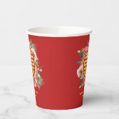 Moderne roze bloemenchinees bruiloft thee ceremoni papieren bekers (Links)