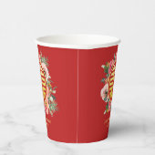 Moderne roze bloemenchinees bruiloft thee ceremoni papieren bekers (Rechts)