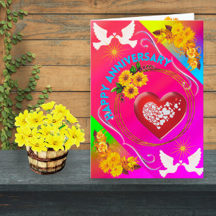 Moderne roze bloemenduiven Boho Elegant Chic Trind Bedankkaart