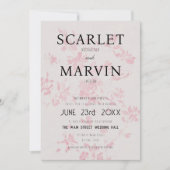 Moderne roze bloemenlente bruiloft kaart (Voorkant)