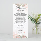 Moderne roze bloemige bruiloft menu (Staand voorkant)