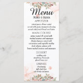 Moderne roze bloemige bruiloft menu (Voorkant)