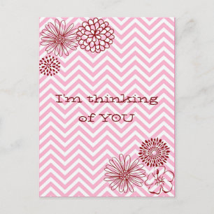 Moderne Roze Bloemige Chevron Gepersonaliseerde Te Briefkaart