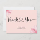 Moderne roze bloemige Romance bedankje Bedankkaart (Voorkant)