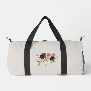 Moderne Roze Bloemige Waterverf Monogram met Burgu Plunjezak