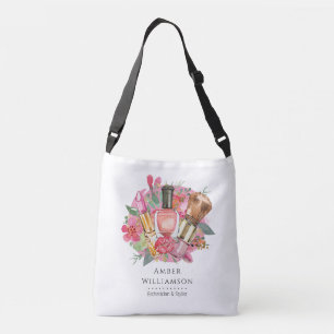 Moderne Roze Bloemige Waterverf Schoonheid Make-up Crossbody Tas